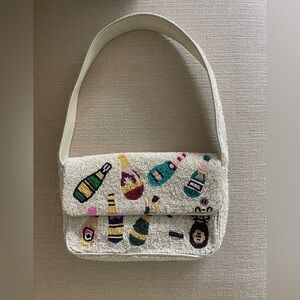 Beaded Cream Shoulder Bag